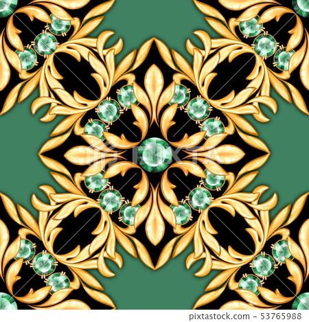 Seamless luxury pattern with emeralds 53765988