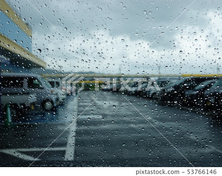 Image of raindrops on the front window Image of raindrops on the front window 53766146