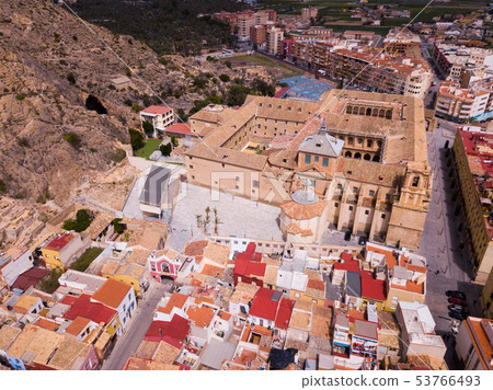 View of Orihuela in Alicante with old University, mountains and buildings 53766493