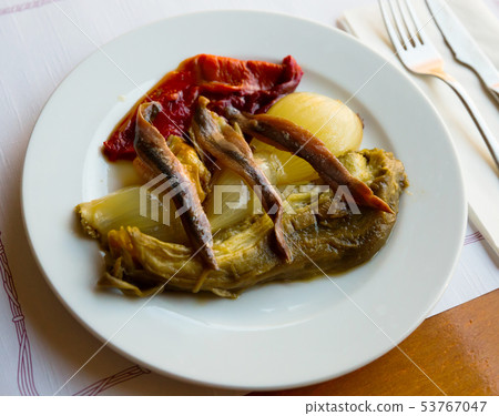 Spanish dish Escalivada con anchoas Spanish dish Escalivada con anchoas 53767047