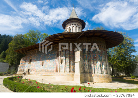 Painted church in Voronet monastery, Romania 53767084