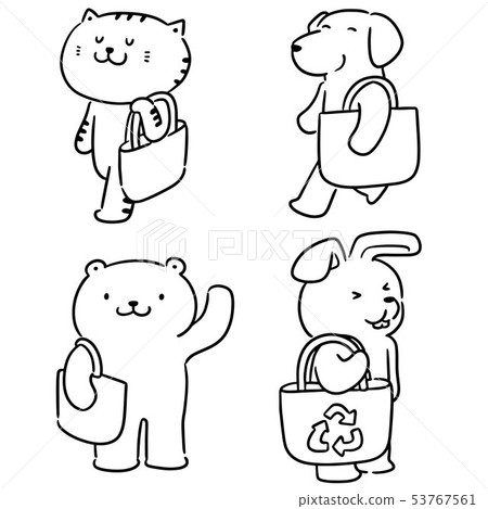 vector set of animal carrying cloth bag 53767561