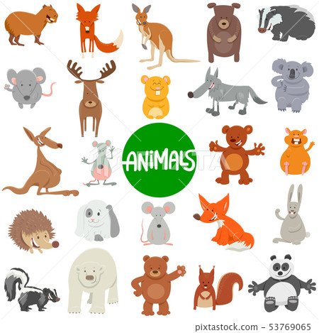 cartoon wild animal characters large set 53769065