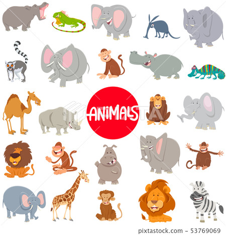 cartoon animal characters large set 53769069