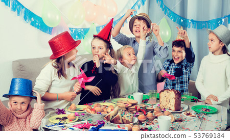 playing kids having a good time at a birthday party playing kids having a good time at a birthday party 53769184