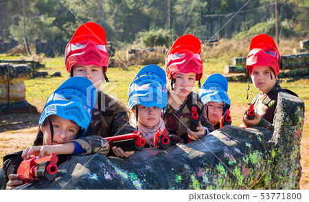 kids paintball players ready for playing outdoor kids paintball players ready for playing outdoor 53771800