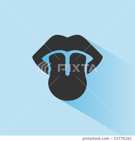 Body senses taste. Tongue icon with shade Body senses taste. Tongue icon with shade 53776162
