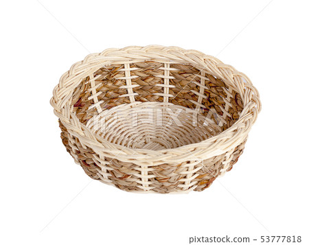 Vintage weave wicker basket isolated on white 53777818