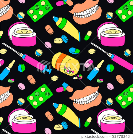 Medical cartoon fun pattern Medical cartoon fun pattern 53778243