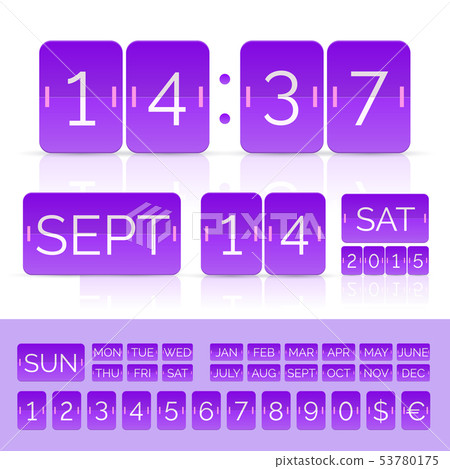 Violet analog counter and flip calendar isolated 53780175