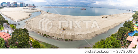 Panoramic view of Penang's Gurney Drive sea Panoramic view of Penang's Gurney Drive sea 53780390