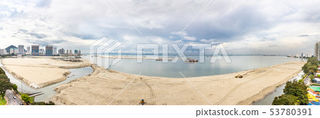 Panoramic view of Penang's Gurney Drive sea Panoramic view of Penang's Gurney Drive sea 53780391