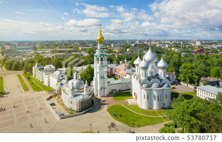 Panoramic aerial view of Vologda Kremlin, Russia 53780717