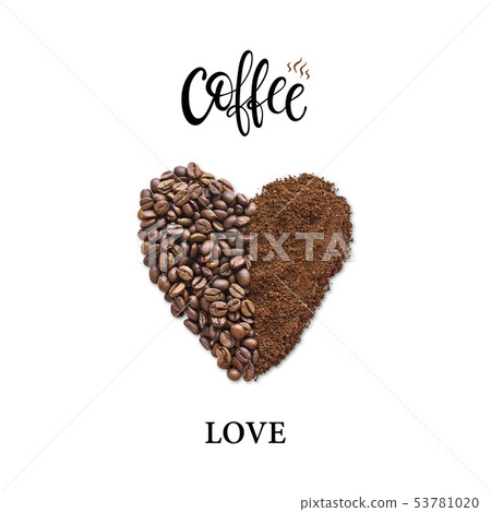 Creative layout of coffee beans and coffee powder 53781020