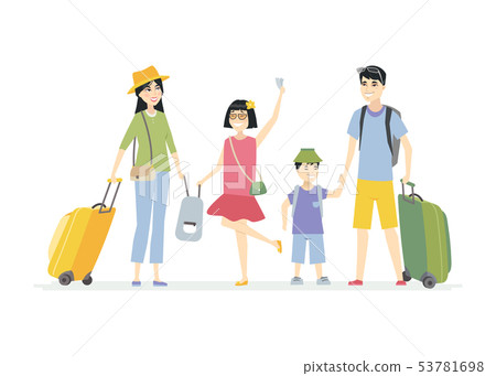 Chinese family going on holiday - cartoon people characters illustration 53781698