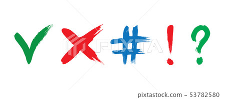 Set of brush painted icons and symbols Set of brush painted icons and symbols 53782580