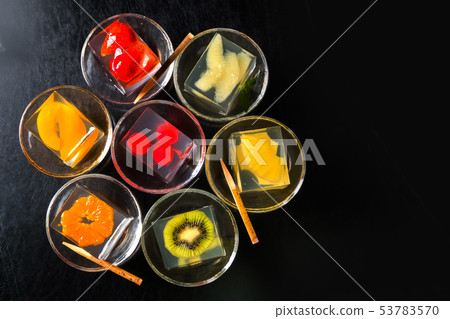Fruit jelly Colorful sweet delicious fruit jelly Fruit jelly Colorful sweet delicious fruit jelly 53783570