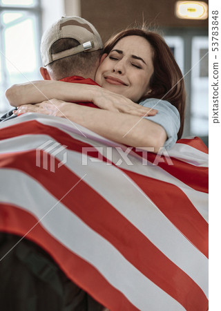 Young happy couple embracing each other after long time apart 53783848