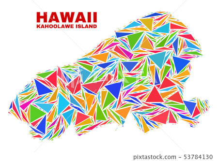 Kahoolawe Island Map - Mosaic of Color Triangles 53784130