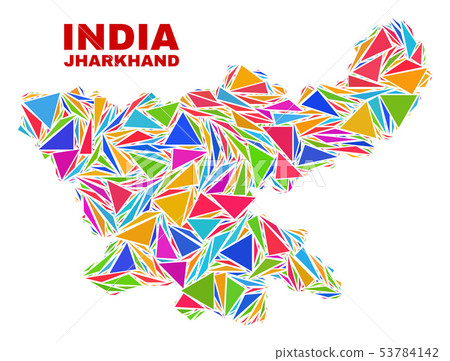 Jharkhand State Map - Mosaic of Color Triangles 53784142
