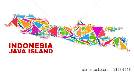 Java Island Map - Mosaic of Color Triangles - Stock Illustration ...