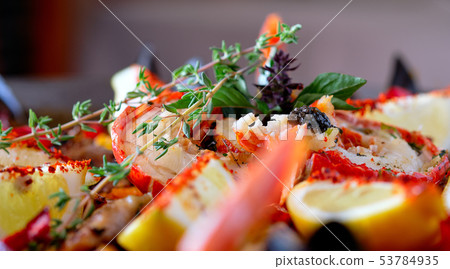 Ripe ingredients of paella 53784935