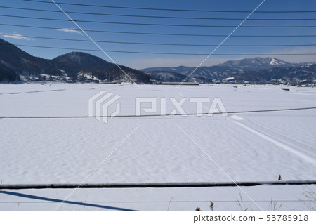 Kijimadaira's rice field scenery in midwinter 53785918