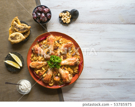 Chicken Makbous traditional food in Arabian region Chicken Makbous traditional food in Arabian region 53785975