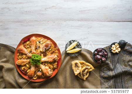 Chicken Makbous traditional food in Arabian region Chicken Makbous traditional food in Arabian region 53785977