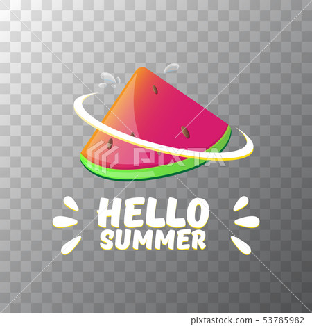 Vector Hello Summer Beach Party Flyer Design template with fresh watermelon slice isolated on 53785982
