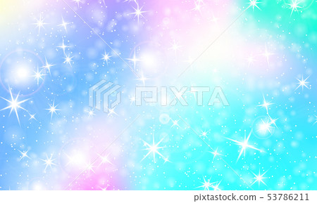 Unicorn rainbow background. Holographic sky 53786211