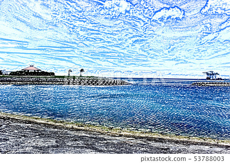 夏天彩色鉛筆樣式 插圖素材 圖庫