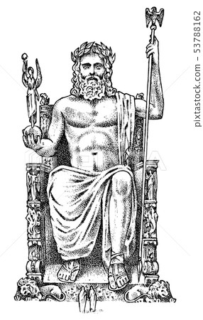 Seven Wonders of the Ancient World. Statue of Zeus at Olympia. The great construction of the Greeks 53788162