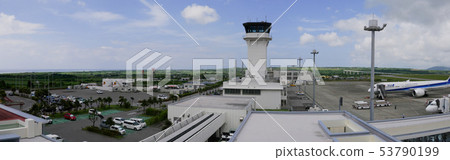 Control tower of Minaminushima Ishigaki Airport seen from observation deck 53790199