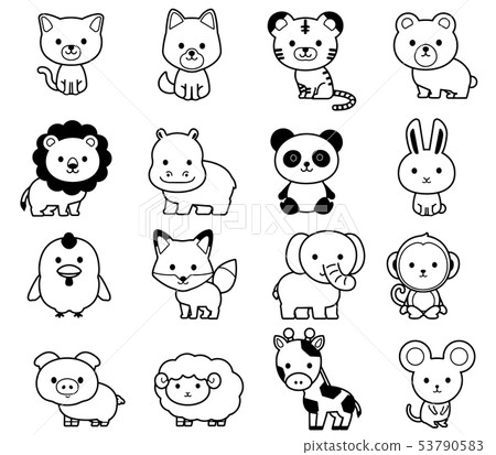 Whole line illustration of cute animals - Stock Illustration [53790583 ...