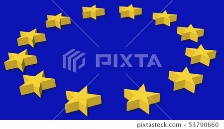 Isometric European Union flag with 3d stars  Isometric European Union flag with 3d stars  53790660
