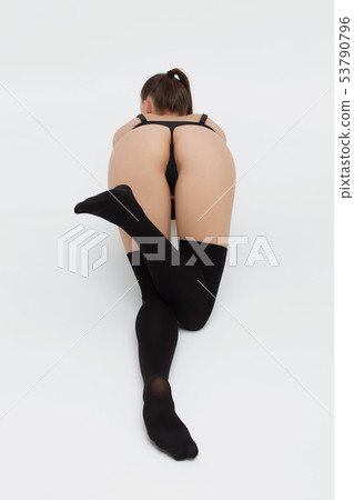 Beautiful sexy slim woman on white background 53790796