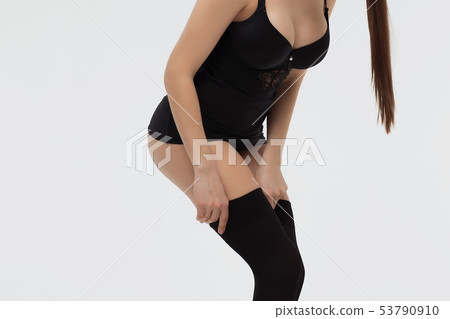Beautiful sexy slim woman on white background Beautiful sexy slim woman on white background 53790910