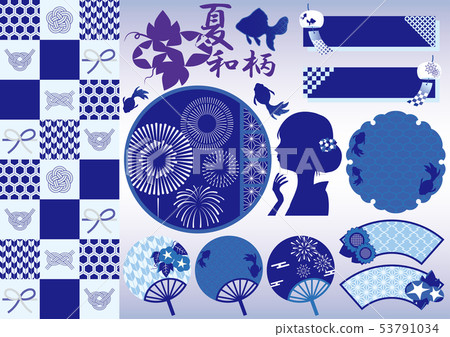 Summer Japanese Pattern Japanese Style Season Material Set Scarlet Purple Blue Summer Japanese Pattern Japanese Style Season Material Set Scarlet Purple Blue 53791034