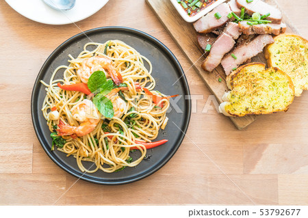 stir-fried spicy spaghetti with shrimp stir-fried spicy spaghetti with shrimp 53792677