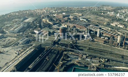 Aerial view of port and city of Piombino, Italy 53796237