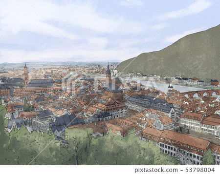 Germany Heidelberg illustration Germany Heidelberg illustration 53798004