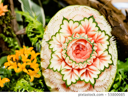 Fruit and vegetable carvings, Display thai fruit Fruit and vegetable carvings, Display thai fruit 53800085