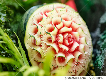 Fruit and vegetable carvings, Display thai fruit 53800092