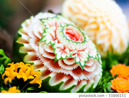 Fruit and vegetable carvings, Display thai fruit Fruit and vegetable carvings, Display thai fruit 53800151