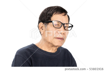 old good mood asian man portrait isolated on white 53801916