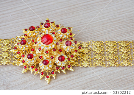 gold belt Thai style with red gem and diamond gold belt Thai style with red gem and diamond 53802212