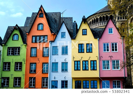 Colorful buildings of Cologne old town 53802341