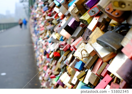 Padlock of Love on the Cologne Hohenzollern Bridge Padlock of Love on the Cologne Hohenzollern Bridge 53802345