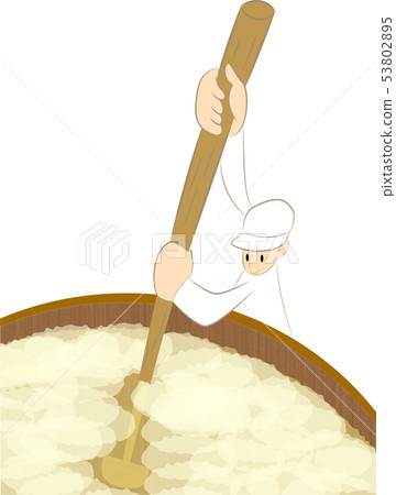 Mr. Akira stirs the original sake with a stick 53802895